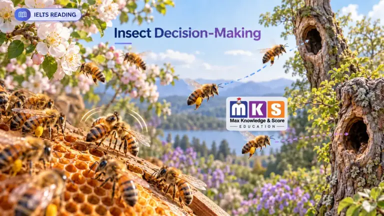 Honeybee scouts choosing new nest sites, with visible MKS Education logo
