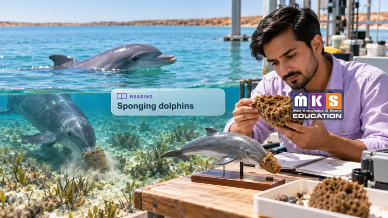 Sponging dolphins — original MKS Education logo, crop-safe reading cover