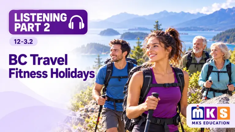 BC Travel Fitness Holidays — IELTS listening, test 12-3.2.