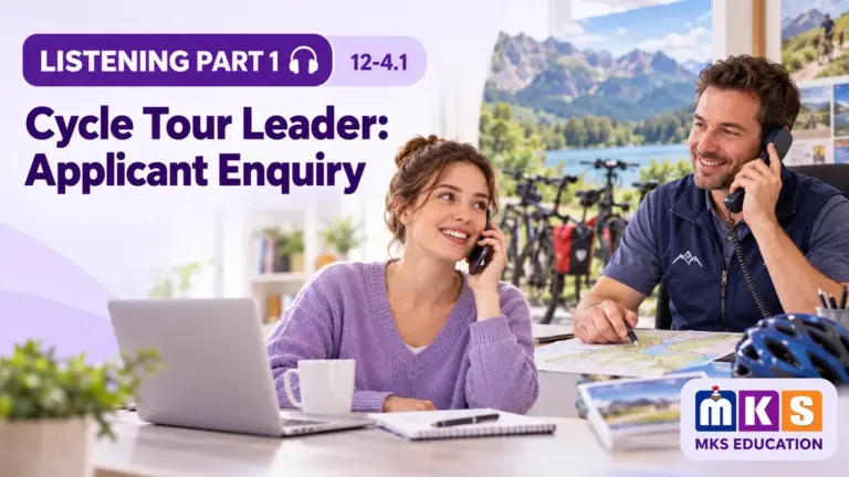 Cycle Tour Leader: Applicant Enquiry — IELTS listening, test 12-4.1.