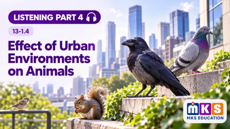 Effect of Urban Environments on Animals — IELTS listening, test 13-1.4.