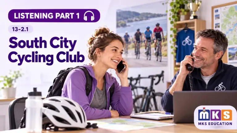 South City Cycling Club — IELTS listening, test 13-2.1.