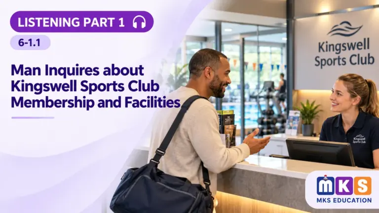 Listening 6-1.1 — Man Inquires about Kingswell Sports Club Membership and Facilities — MKS Education cover