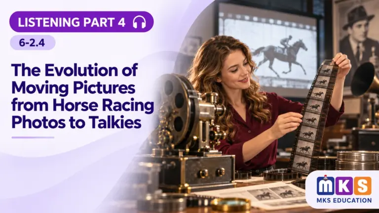 Listening 6-2.4 — The Evolution of Moving Pictures from Horse Racing Photos to Talkies — MKS Education cover