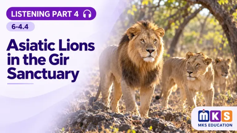 Listening 6-4.4 — Asiatic Lions in the Gir Sanctuary — MKS Education cover