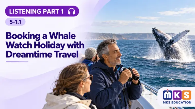Listening 5-1.1 — Booking a Whale Watch Holiday with Dreamtime Travel — MKS Education cover