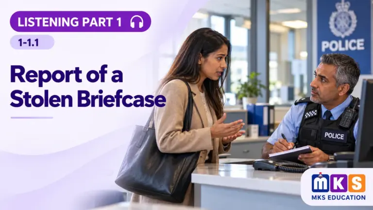 Listening 1-1.1 — Report of a Stolen Briefcase — MKS Education cover