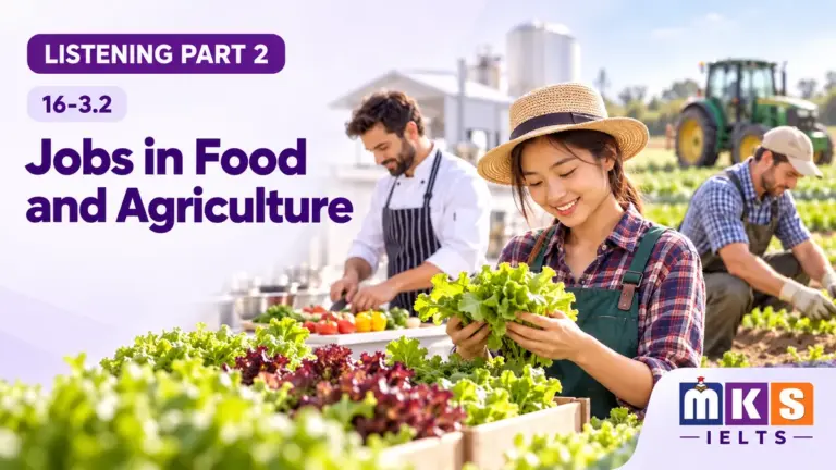 Jobs in Food and Agriculture — IELTS listening, test 16-3.2.