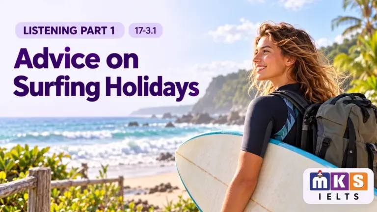 Advice on Surfing Holidays — IELTS listening, test 17-3.1.