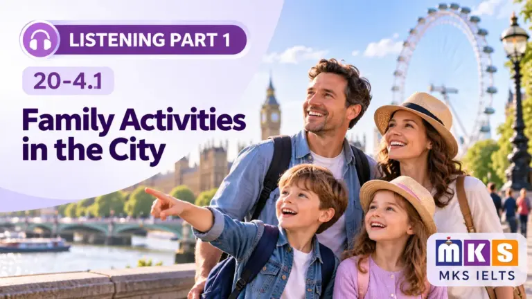 Family Activities in the City — IELTS listening, test 20-4.1.