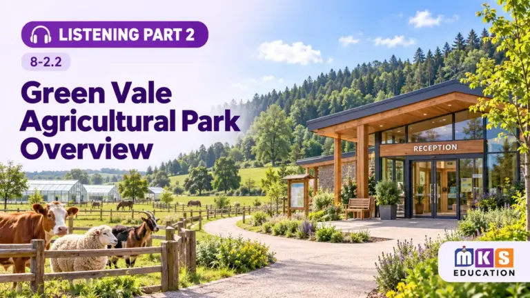 Green Vale Agricultural Park Overview — IELTS listening, test 8-2.2.