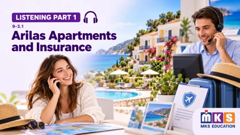 Arilas Apartments and Insurance — IELTS listening, test 9-3.1.