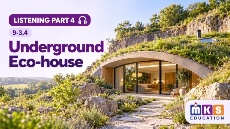 Underground Eco-house — IELTS listening, test 9-3.4.