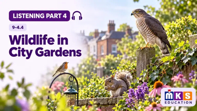 Wildlife in City Gardens — IELTS listening, test 9-4.4.
