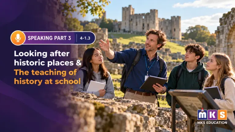 Speaking 4-1.3 — Looking after historic places & The teaching of history at school — MKS Education cover