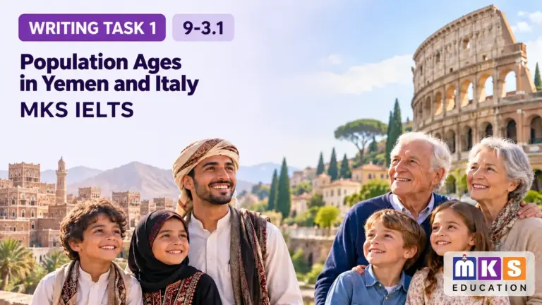 Population Ages in Yemen and Italy — IELTS writing, test 9-3.1.